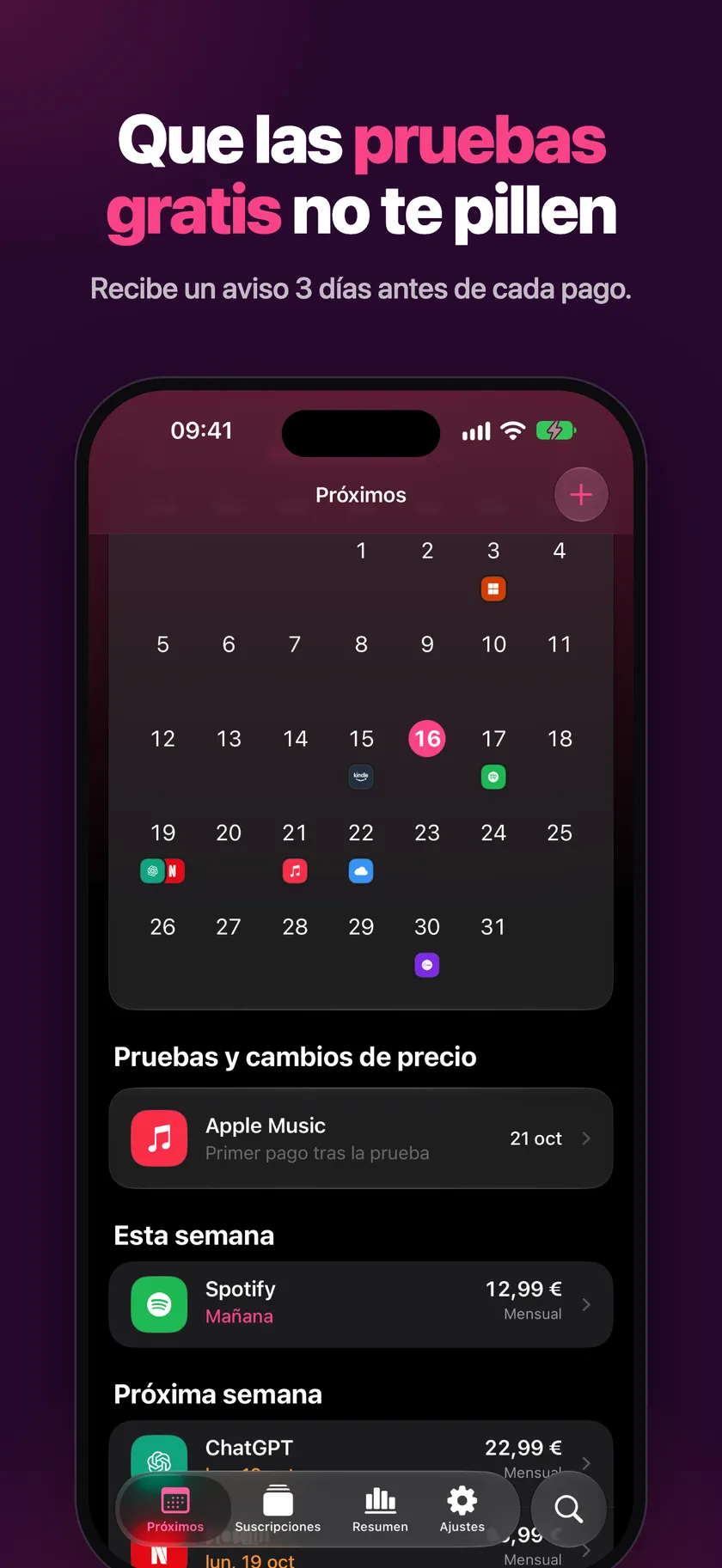 Próxima prueba gratis con aviso