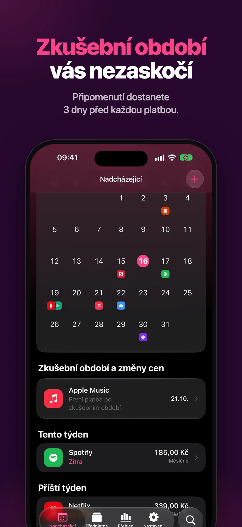 Nadcházející zkušební období s připomenutím