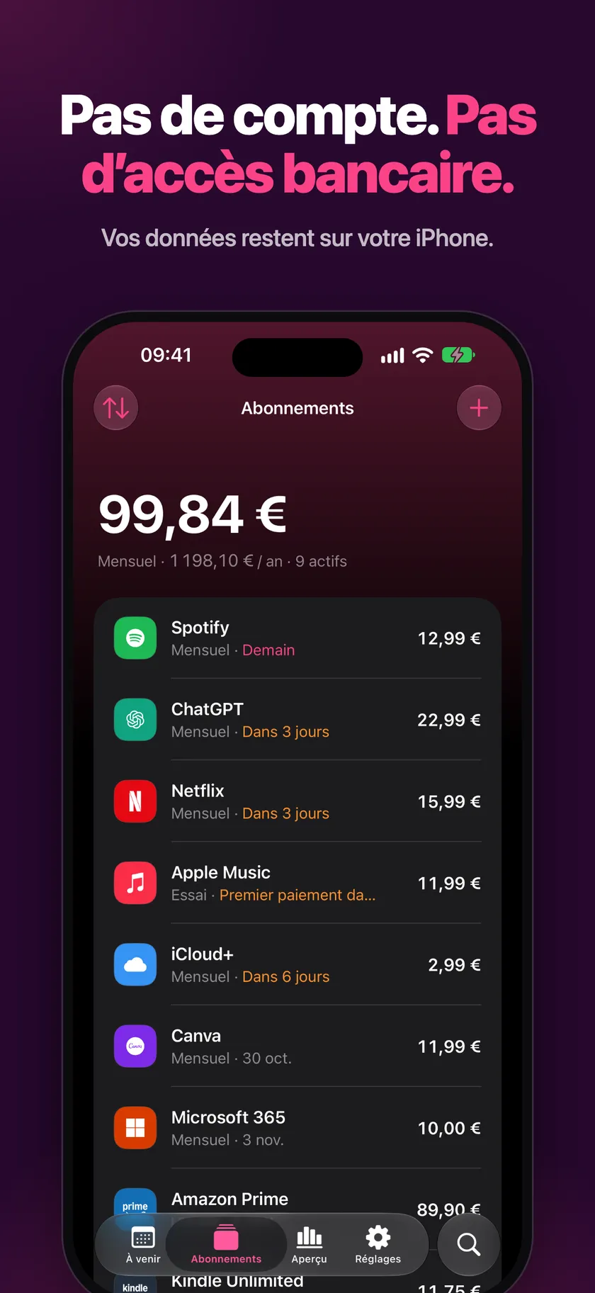 Confidentialité : pas de compte et pas d’accès bancaire