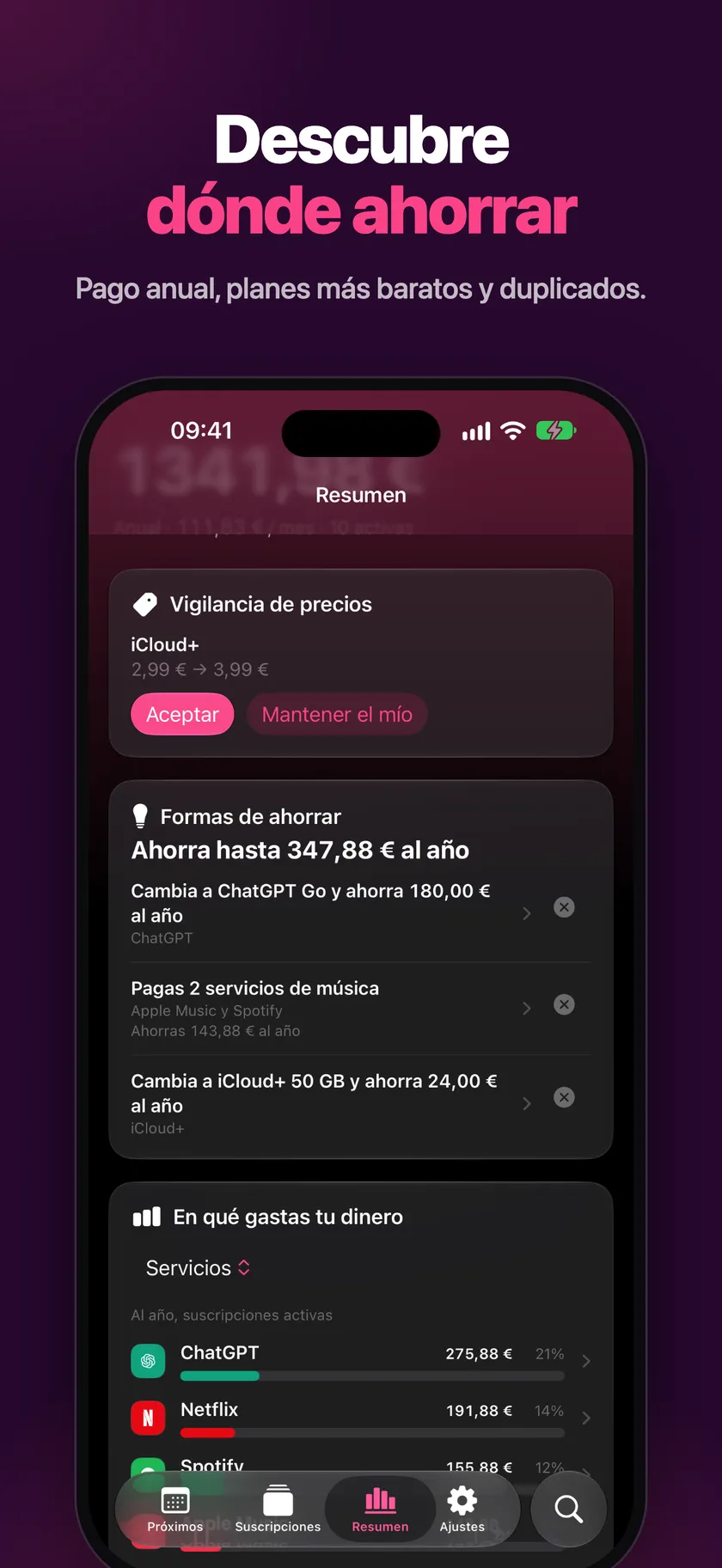 Resumen con ideas para ahorrar y una tarjeta de vigilancia de precios
